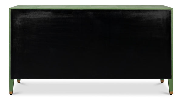 Sarreid Gabriella Chest Of Drawers - Luxurious 8-drawer Storage In Watercress Green With Leather Accents Green  54002-3