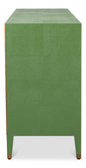 Sarreid Gabriella Chest Of Drawers - Luxurious 8-drawer Storage In Watercress Green With Leather Accents Green  54002-3