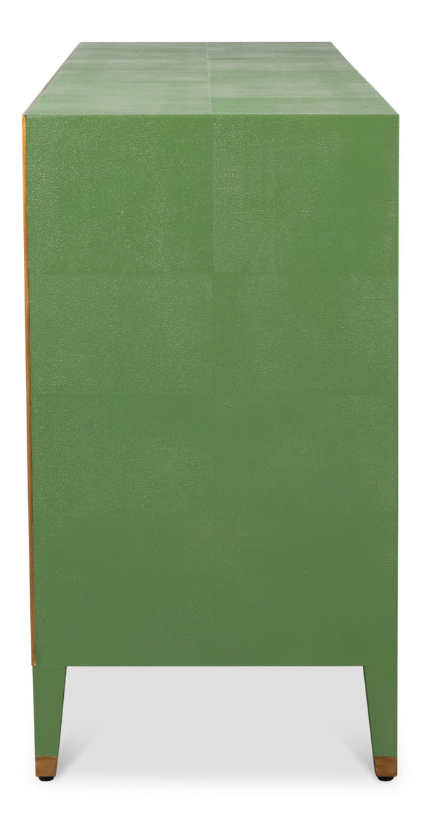 Sarreid Gabriella Chest Of Drawers - Luxurious 8-drawer Storage In Watercress Green With Leather Accents Green  54002-3