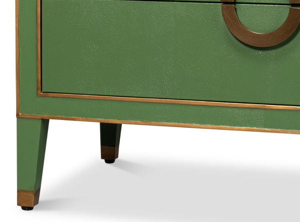 Sarreid Gabriella Chest Of Drawers - Luxurious 8-drawer Storage In Watercress Green With Leather Accents Green  54002-3