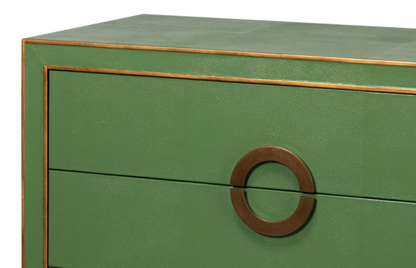 Sarreid Gabriella Chest Of Drawers - Luxurious 8-drawer Storage In Watercress Green With Leather Accents Green  54002-3
