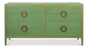 Sarreid Gabriella Chest Of Drawers - Luxurious 8-drawer Storage In Watercress Green With Leather Accents Green  54002-3