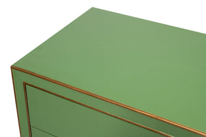 Sarreid Gabriella Chest Of Drawers - Luxurious 8-drawer Storage In Watercress Green With Leather Accents Green  54002-3