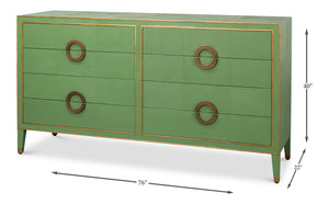 Sarreid Gabriella Chest Of Drawers - Luxurious 8-drawer Storage In Watercress Green With Leather Accents Green  54002-3