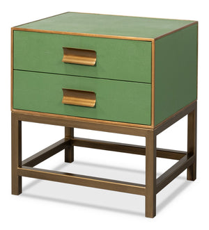 Sarreid Gideon Shagreen Side Table In Elegant Watercress Green - Stylish Wood & Leather Accent Piece Green  54003-3