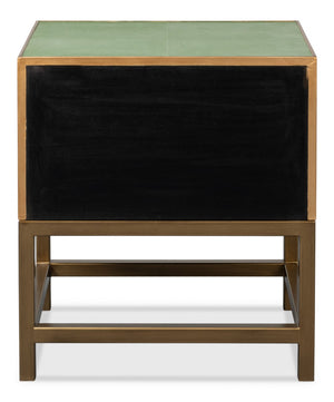 Sarreid Gideon Shagreen Side Table In Elegant Watercress Green - Stylish Wood & Leather Accent Piece Green  54003-3