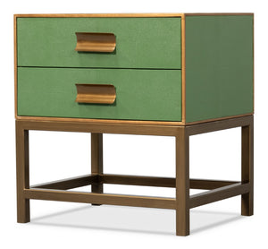 Sarreid Gideon Shagreen Side Table In Elegant Watercress Green - Stylish Wood & Leather Accent Piece Green  54003-3
