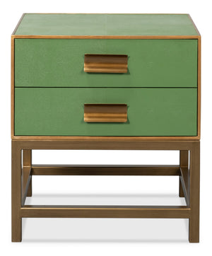 Sarreid Gideon Shagreen Side Table In Elegant Watercress Green - Stylish Wood & Leather Accent Piece Green  54003-3