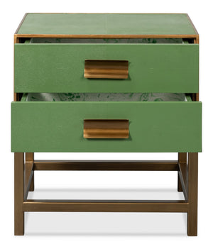 Sarreid Gideon Shagreen Side Table In Elegant Watercress Green - Stylish Wood & Leather Accent Piece Green  54003-3