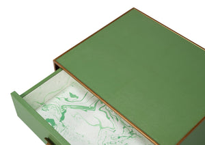 Sarreid Gideon Shagreen Side Table In Elegant Watercress Green - Stylish Wood & Leather Accent Piece Green  54003-3