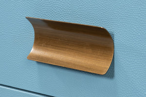 Sarreid Gideon Shagreen Side Table In Chic Chambray Blue - Stylish Wood & Textured Leather Accent Piece Blue  54003-4