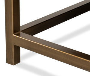 Sarreid Gideon Shagreen Square Coffee Table In Chambray Blue With Elegant Gold Trim And Frame Design Blue  54004-4