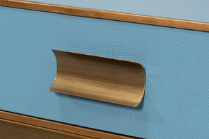 Sarreid Gideon Shagreen Square Coffee Table In Chambray Blue With Elegant Gold Trim And Frame Design Blue  54004-4