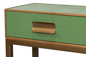Sarreid Gideon Shagreen Console Table In Watercress Finish With Elegant Gold Trim And Frame For Luxe Decor Green  54005-3