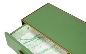 Sarreid Gideon Shagreen Console Table In Watercress Finish With Elegant Gold Trim And Frame For Luxe Decor Green  54005-3