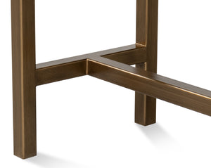 Sarreid Gideon Shagreen Console In Chambray Blue With Gold Leather Trim & Elegant Gold Frame Design Blue  54005-4