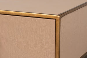 Sarreid Gideon Shagreen Console In Mushroom Finish - Luxurious Gold Trim & Frame For Elegant Decor Upgrade Tan  54005-5