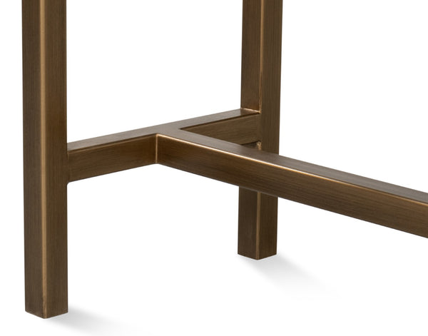 Sarreid Gideon Shagreen Console In Mushroom Finish - Luxurious Gold Trim & Frame For Elegant Decor Upgrade Tan  54005-5