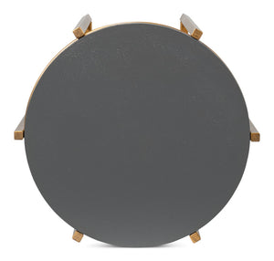 Sarreid Spence Side Table In Elegant Quiet Shade Finish With Gold Frame – Chic Grey Leather & Iron Design Grey  54006-1