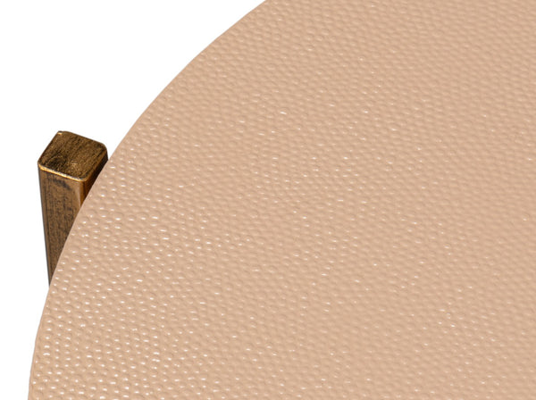 Sarreid Spence Side Table - Elegant Mushroom Finish With Luxurious Gold Frame, Crafted From Leather & Wood Tan  54006-5