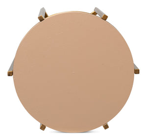 Sarreid Spence Side Table - Elegant Mushroom Finish With Luxurious Gold Frame, Crafted From Leather & Wood Tan  54006-5