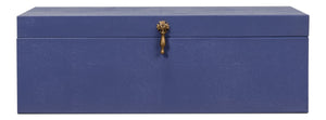 Sarreid Cosmos Nesting Boxes Set Of 3 In Elegant Marlin Finish - Shagreen Leather, Wood & Brass Accents Blue  54007-2