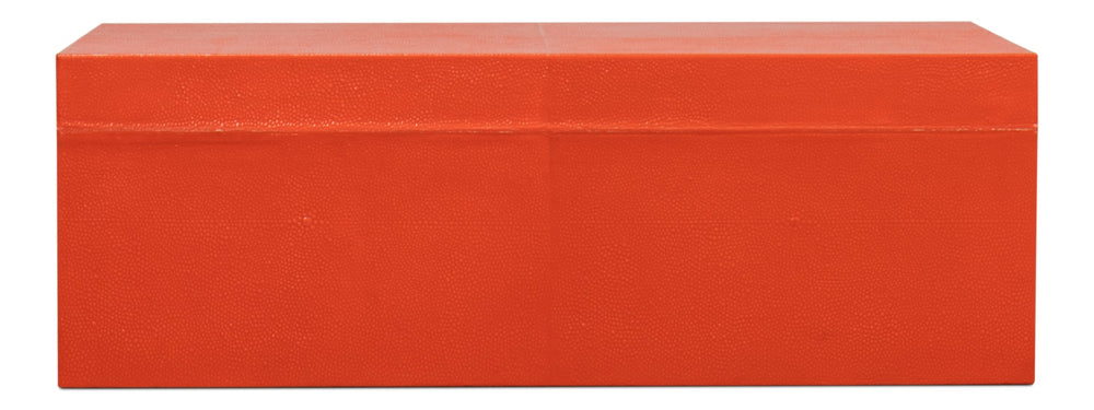 Sarreid Cosmos Nesting Boxes Set Of 3 In Vibrant Orangeade - Luxurious Shagreen Leather & Brass Accents Orange  54007-6