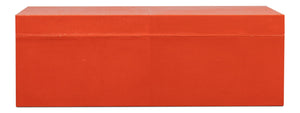 Sarreid Cosmos Nesting Boxes Set Of 3 In Vibrant Orangeade - Luxurious Shagreen Leather & Brass Accents Orange  54007-6