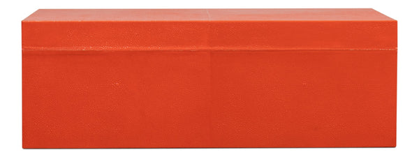 Sarreid Cosmos Nesting Boxes Set Of 3 In Vibrant Orangeade - Luxurious Shagreen Leather & Brass Accents Orange  54007-6