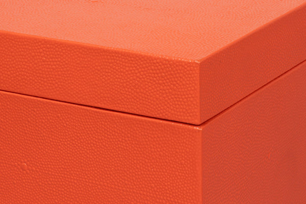 Sarreid Cosmos Nesting Boxes Set Of 3 In Vibrant Orangeade - Luxurious Shagreen Leather & Brass Accents Orange  54007-6