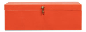 Sarreid Cosmos Nesting Boxes Set Of 3 In Vibrant Orangeade - Luxurious Shagreen Leather & Brass Accents Orange  54007-6