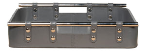 Sarreid Safari Leather Tray In Quiet Shade - Elegant Grey Finish With Polished Nickel & Durable Design Grey  54008-1