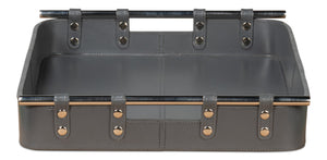 Sarreid Safari Leather Tray In Quiet Shade - Elegant Grey Finish With Polished Nickel & Durable Design Grey  54008-1
