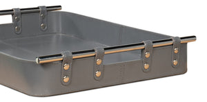 Sarreid Safari Leather Tray In Quiet Shade - Elegant Grey Finish With Polished Nickel & Durable Design Grey  54008-1