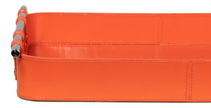 Sarreid Safari Leather Tray In Vibrant Orangeade – Stylish Polished Nickel, Perfect For Home Decor & Organization Orange  54008-6
