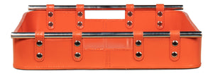 Sarreid Safari Leather Tray In Vibrant Orangeade – Stylish Polished Nickel, Perfect For Home Decor & Organization Orange  54008-6