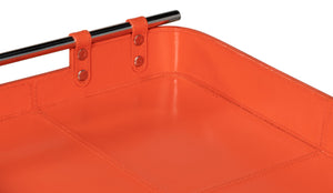 Sarreid Safari Leather Tray In Vibrant Orangeade – Stylish Polished Nickel, Perfect For Home Decor & Organization Orange  54008-6