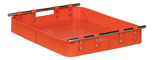Sarreid Safari Leather Tray In Vibrant Orangeade – Stylish Polished Nickel, Perfect For Home Decor & Organization Orange  54008-6