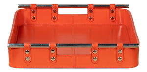 Sarreid Safari Leather Tray In Vibrant Orangeade – Stylish Polished Nickel, Perfect For Home Decor & Organization Orange  54008-6