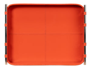 Sarreid Safari Leather Tray In Vibrant Orangeade – Stylish Polished Nickel, Perfect For Home Decor & Organization Orange  54008-6