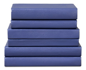 Sarreid Shagreen Books Set Of 12 - Elegant Marlin Design In Assorted Sizes, Blue Shagreen Leather Finish Blue  54009-2