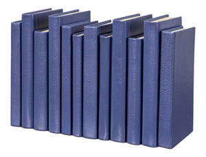Sarreid Shagreen Books Set Of 12 - Elegant Marlin Design In Assorted Sizes, Blue Shagreen Leather Finish Blue  54009-2
