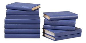 Sarreid Shagreen Books Set Of 12 - Elegant Marlin Design In Assorted Sizes, Blue Shagreen Leather Finish Blue  54009-2