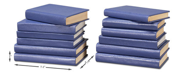 Sarreid Shagreen Books Set Of 12 - Elegant Marlin Design In Assorted Sizes, Blue Shagreen Leather Finish Blue  54009-2