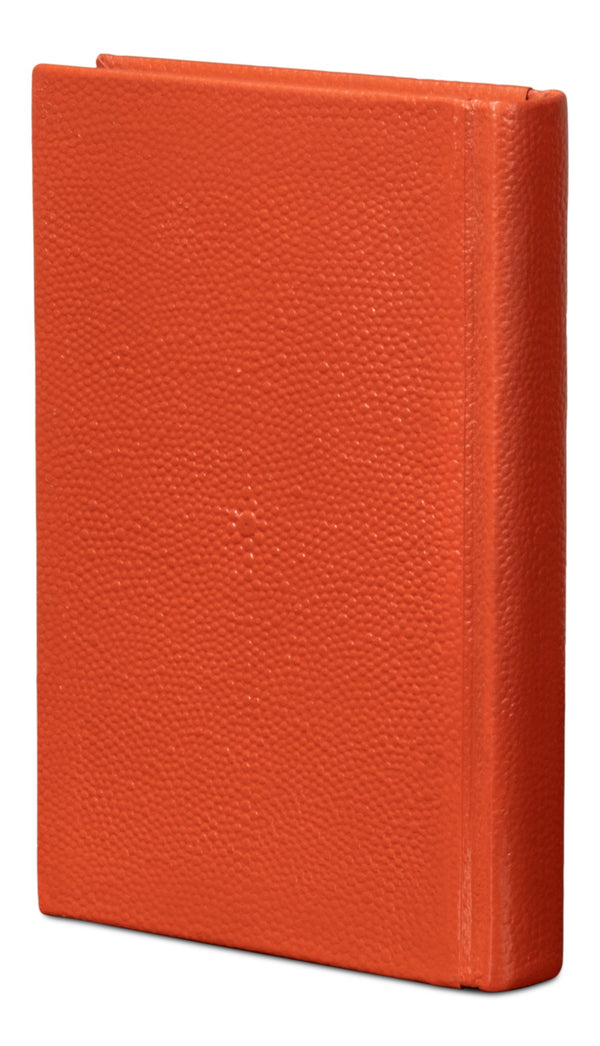 Sarreid Shagreen Books Set Of 12 In Vibrant Orangeade – Stylish Decorative Collection For Home Or Office Orange  54009-6