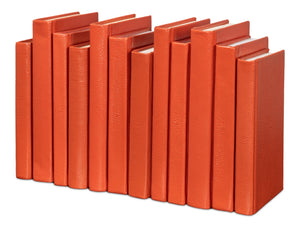 Sarreid Shagreen Books Set Of 12 In Vibrant Orangeade – Stylish Decorative Collection For Home Or Office Orange  54009-6