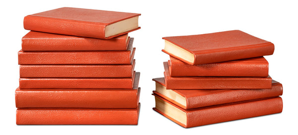 Sarreid Shagreen Books Set Of 12 In Vibrant Orangeade – Stylish Decorative Collection For Home Or Office Orange  54009-6
