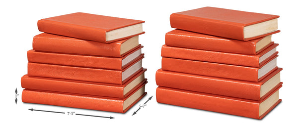 Sarreid Shagreen Books Set Of 12 In Vibrant Orangeade – Stylish Decorative Collection For Home Or Office Orange  54009-6