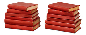 Sarreid Shagreen Elegant Rooibos Tea Books Set Of 12 - Stylish Assorted Sizes In Luxe Shagreen Leather Design Red  54009-8