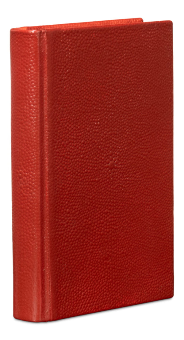 Sarreid Shagreen Elegant Rooibos Tea Books Set Of 12 - Stylish Assorted Sizes In Luxe Shagreen Leather Design Red  54009-8